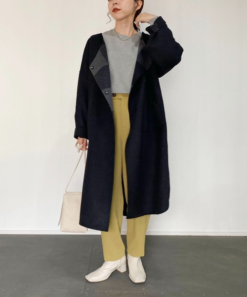 CAPRICIEUX LE'MAGE（カプリシューレマージュ）の「チェックリバノーカラーコート（ノーカラーコート・レディース・ブラック/ブラウン・FREE）」の11枚目の写真