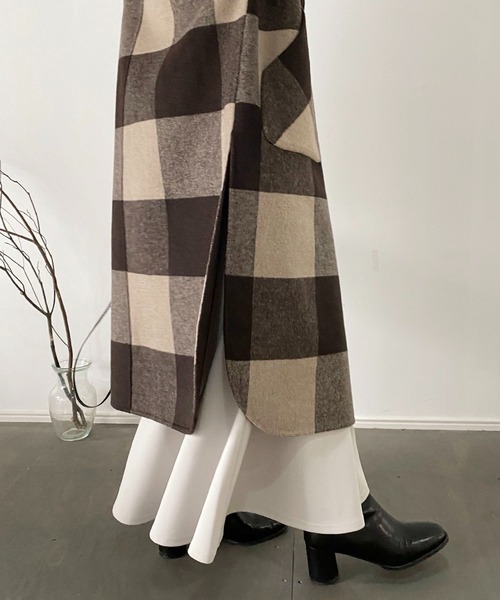 CAPRICIEUX LE'MAGE（カプリシューレマージュ）の「チェックリバノーカラーコート（ノーカラーコート・レディース・ブラック/ブラウン・FREE）」の5枚目の写真