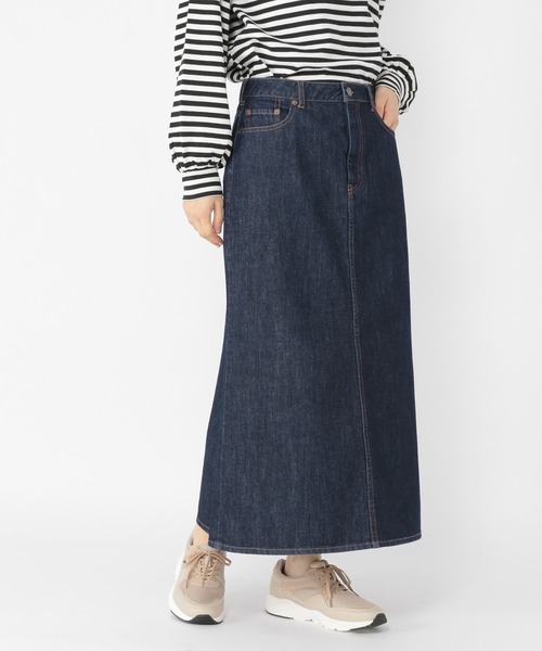 studio CLIP（スタディオクリップ）の「【低身長向けアイテム/WEB限定】デニムロングスカート（デニムスカート・レディース・インディゴブルー/ブルー/アイボリー・LARGE/MEDIUM）」の3枚目の写真