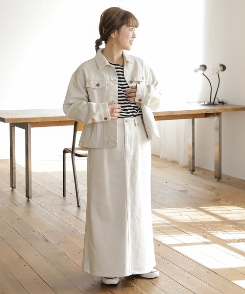 studio CLIP（スタディオクリップ）の「【低身長向けアイテム/WEB限定】デニムロングスカート（デニムスカート・レディース・インディゴブルー/ブルー/アイボリー・LARGE/MEDIUM）」の15枚目の写真