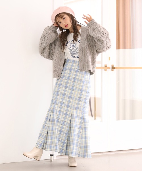 rienda - w160 春夏 1週間コーデ 10着セット まとめ売り 着画カーディガンスカート セール】可愛さとトレンド感のつまった1着。レースアップリボン