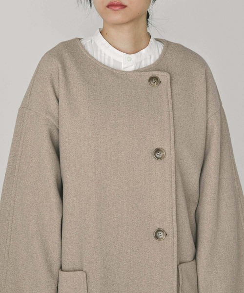 Chaco closet（チャコ クローゼット）の「ノーカラーオーバーサイズロングコート（ノーカラーコート・レディース・ブラック/ブラウン/サンドベージュ・FREE）」の5枚目の写真