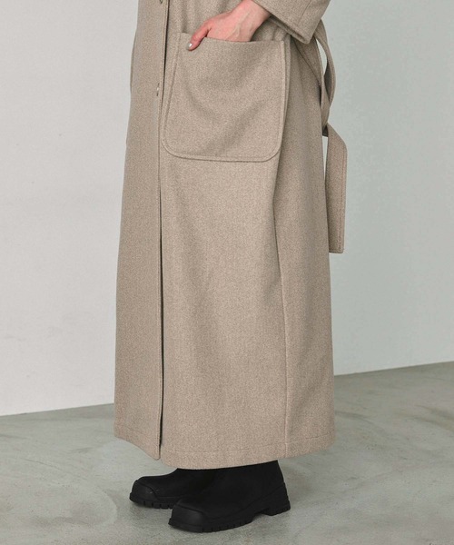 セール】ノーカラーオーバーサイズロングコート（ノーカラーコート