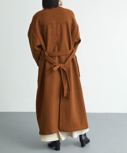 セール】ノーカラーオーバーサイズロングコート（ノーカラー