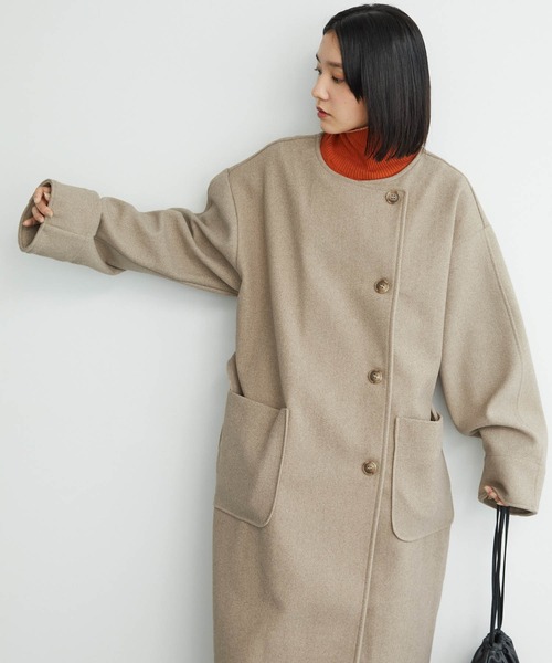 nokcha ノーカラーコート　ハイネックコート　ベージュ　ロングコート nokcha ノーカラーコート ハイネックコート ベージュ ロングコート