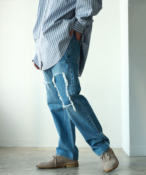BEAMS（ビームス）の「BEAMS / リペア 5ポケット デニム パンツ（デニムパンツ・メンズ・インディゴブルー・SMALL/MEDIUM/LARGE/X-LARGE）」の6枚目の写真