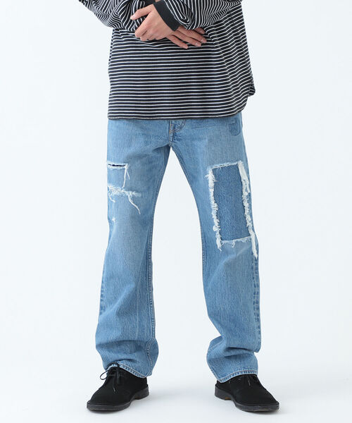BEAMS（ビームス）の「BEAMS / リペア 5ポケット デニム パンツ（デニムパンツ・メンズ・インディゴブルー・SMALL/MEDIUM/LARGE/X-LARGE）」の2枚目の写真