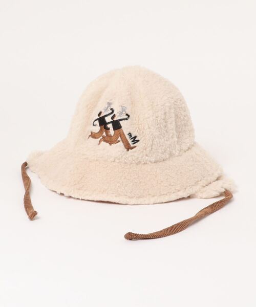 moimoln(モイモルン)の「トランペットバンド刺繍ボアハット(ハット・キッズ・ベージュ/アイボリー・52cm/50cm/54cm)」の1枚目の写真