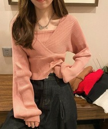 オフショル風スクエアネックドルマンニット