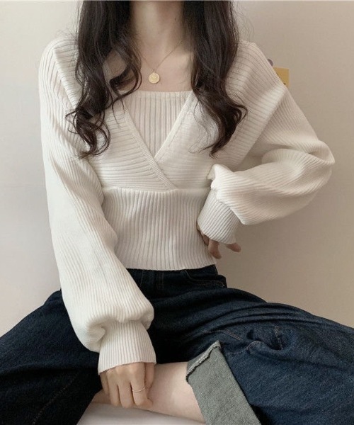 LAC-VERT（ラック・ヴェール）の「オフショル風スクエアネックドルマンニット（ニット/セーター・レディース・ブラック/ブラウン/ホワイト/ピンク・FREE）」の20枚目の写真