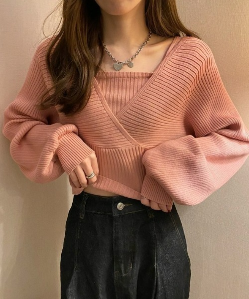 LAC-VERT（ラック・ヴェール）の「オフショル風スクエアネックドルマンニット（ニット/セーター・レディース・ブラック/ブラウン/ホワイト/ピンク・FREE）」の21枚目の写真