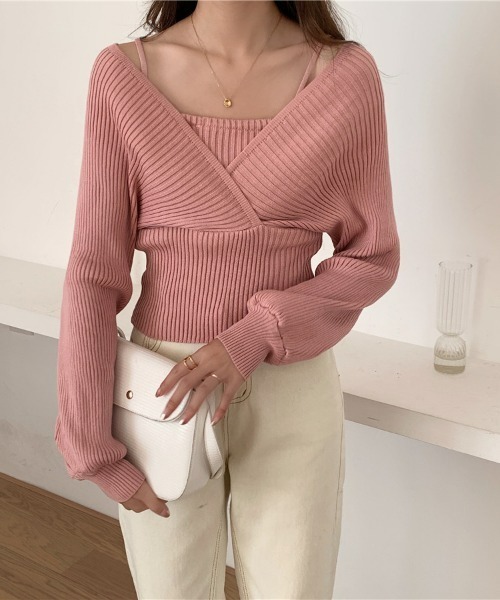 LAC-VERT（ラック・ヴェール）の「オフショル風スクエアネックドルマンニット（ニット/セーター・レディース・ブラック/ブラウン/ホワイト/ピンク・FREE）」の7枚目の写真