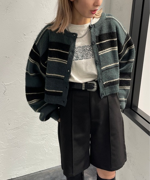 apres jour mignon(アプレジュールミニョン)の「2WAYマルチボーダーニット【ZOZOTOWN限定アイテム】(ニット/セーター・レディース・ダークグリーン/マスタード/パープル系その他/オレンジ系その他・X-LARGE/フリー)」の19枚目の写真