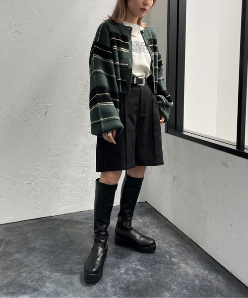 apres jour mignon(アプレジュールミニョン)の「2WAYマルチボーダーニット【ZOZOTOWN限定アイテム】(ニット/セーター・レディース・ダークグリーン/マスタード/パープル系その他/オレンジ系その他・X-LARGE/フリー)」の22枚目の写真