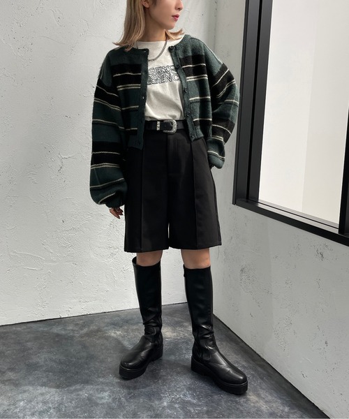 apres jour mignon(アプレジュールミニョン)の「2WAYマルチボーダーニット【ZOZOTOWN限定アイテム】(ニット/セーター・レディース・ダークグリーン/マスタード/パープル系その他/オレンジ系その他・X-LARGE/フリー)」の16枚目の写真