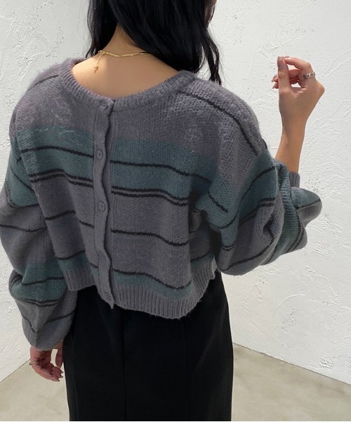 apres jour mignon(アプレジュールミニョン)の「2WAYマルチボーダーニット【ZOZOTOWN限定アイテム】(ニット/セーター・レディース・ダークグリーン/マスタード/パープル系その他/オレンジ系その他・X-LARGE/フリー)」の8枚目の写真