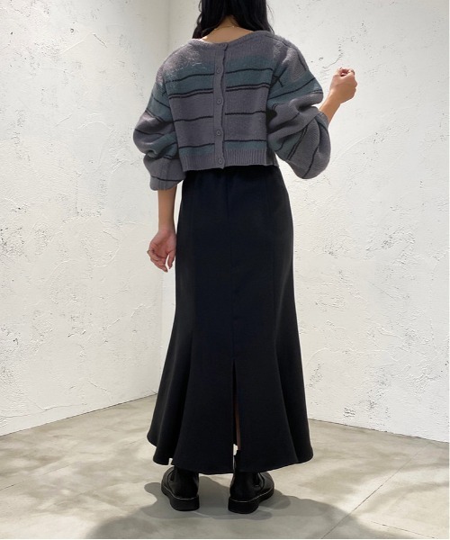 apres jour mignon(アプレジュールミニョン)の「2WAYマルチボーダーニット【ZOZOTOWN限定アイテム】(ニット/セーター・レディース・ダークグリーン/マスタード/パープル系その他/オレンジ系その他・X-LARGE/フリー)」の11枚目の写真