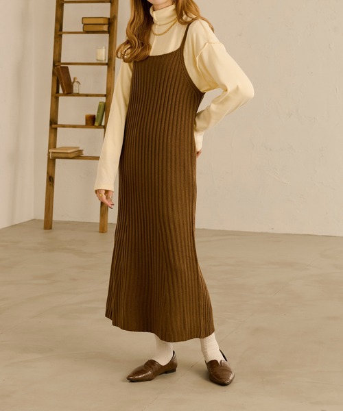 Ambre Neige(アンブルネージュ)の「ニットワンピ+カーデセット/【WEB/EC限定商品】(カーディガン/ボレロ・レディース・ダークブラウン/アイボリー・FREE)」の10枚目の写真