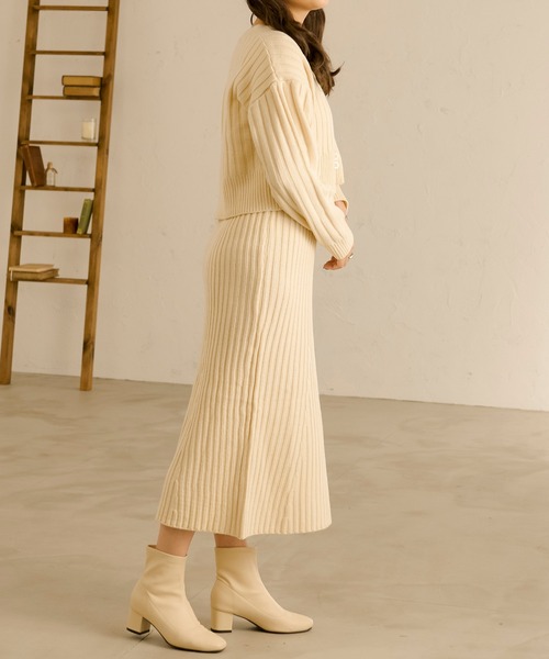 Ambre Neige(アンブルネージュ)の「ニットワンピ+カーデセット/【WEB/EC限定商品】(カーディガン/ボレロ・レディース・ダークブラウン/アイボリー・FREE)」の7枚目の写真