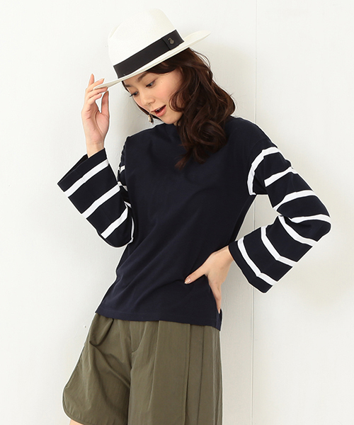Ray BEAMS(レイビームス)の「Ray BEAMS / 袖ボーダー ロングスリーブT(Tシャツ/カットソー・レディース・ホワイト/ネイビー/オフホワイト・ONE SIZE)」の5枚目の写真