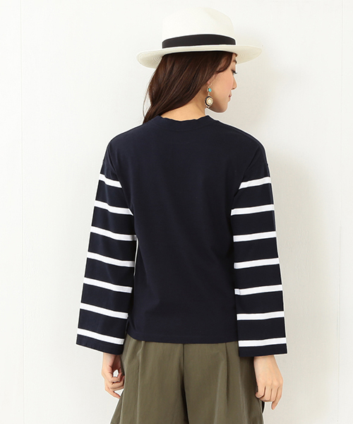 Ray BEAMS(レイビームス)の「Ray BEAMS / 袖ボーダー ロングスリーブT(Tシャツ/カットソー・レディース・ホワイト/ネイビー/オフホワイト・ONE SIZE)」の7枚目の写真