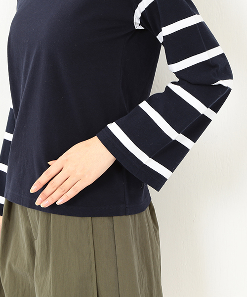 Ray BEAMS(レイビームス)の「Ray BEAMS / 袖ボーダー ロングスリーブT(Tシャツ/カットソー・レディース・ホワイト/ネイビー/オフホワイト・ONE SIZE)」の8枚目の写真