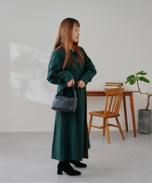 【完売商品/美品！】cpcm シーピーシーエム　デニム×プリーツ5分袖ワンピース CPCM（シーピーシーエム）の「デニム×プリーツ5分袖ワンピース