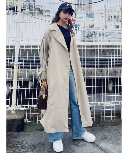 MURUA（ムルーア）の「タックスリーブシャンブレートレンチコート（トレンチコート・レディース・ベージュ/カーキ・FREE）」の19枚目の写真