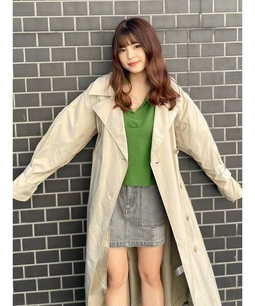 MURUA（ムルーア）の「タックスリーブシャンブレートレンチコート（トレンチコート・レディース・ベージュ/カーキ・FREE）」の14枚目の写真