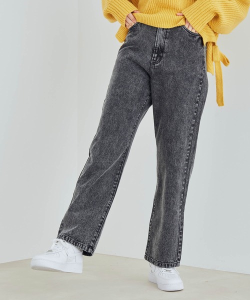 vis-`a-vis（ビサビ）の「【WEB限定】ケミカルウォッシュデニムストレートパンツ（デニムパンツ・レディース・ブラック系その他/ブルー系その他6・SS/S/L/M）」の3枚目の写真