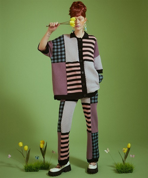 Candy Stripper(キャンディストリッパー)の「COVERED WITH PATTERNS KNIT パンツ(その他パンツ・レディース・カーキ/パープル/ブラック・2)」の8枚目の写真