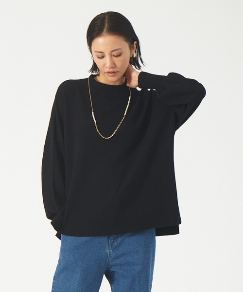 abahouse mavie(アバハウスマヴィ)の「レーヨンアクリルビッグPO(ニット/セーター・レディース・ブラック/ホワイト/グリーン・フリー)」の2枚目の写真