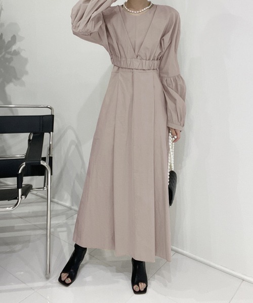 Jewelobe（ジュエローブ）の「クロップドボリュームトップス×ノースリワンピセットアップ（ワンピース・レディース・ピンク/アイボリー/ブラック/ライトグレー・FREE）」の6枚目の写真