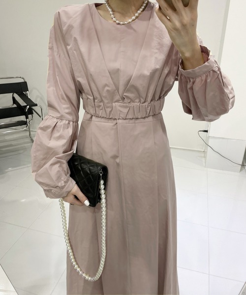 Jewelobe（ジュエローブ）の「クロップドボリュームトップス×ノースリワンピセットアップ（ワンピース・レディース・ピンク/アイボリー/ブラック/ライトグレー・FREE）」の7枚目の写真