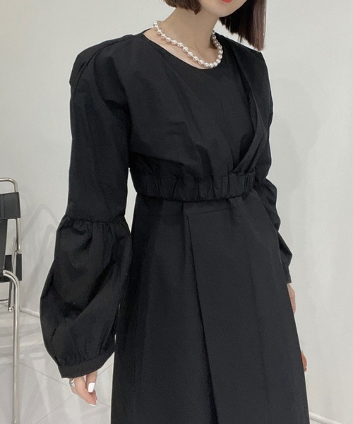 Jewelobe（ジュエローブ）の「クロップドボリュームトップス×ノースリワンピセットアップ（ワンピース・レディース・ピンク/アイボリー/ブラック/ライトグレー・FREE）」の11枚目の写真