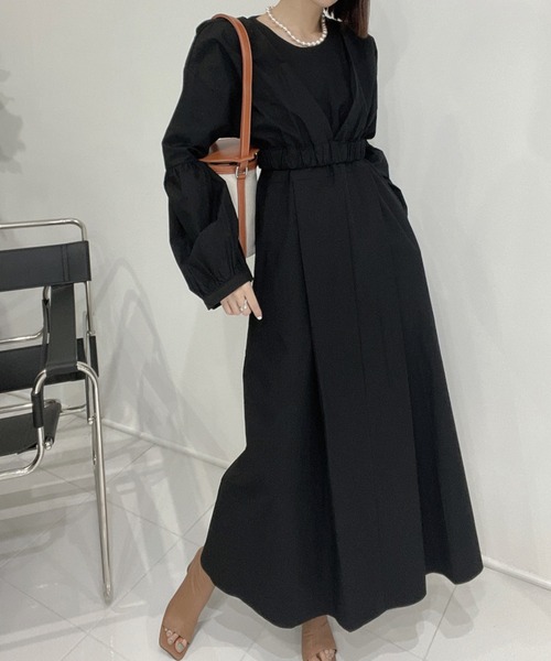 Jewelobe（ジュエローブ）の「クロップドボリュームトップス×ノースリワンピセットアップ（ワンピース・レディース・ピンク/アイボリー/ブラック/ライトグレー・FREE）」の12枚目の写真