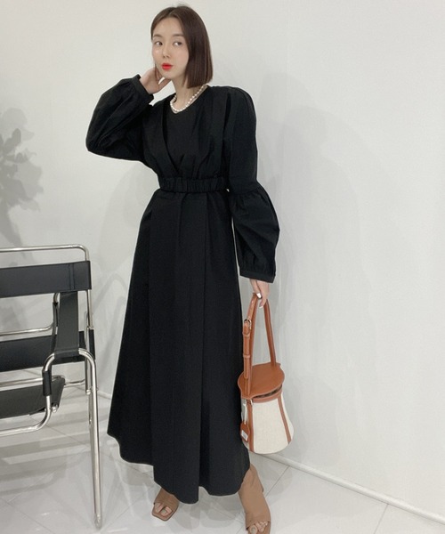 Jewelobe（ジュエローブ）の「クロップドボリュームトップス×ノースリワンピセットアップ（ワンピース・レディース・ピンク/アイボリー/ブラック/ライトグレー・FREE）」の13枚目の写真