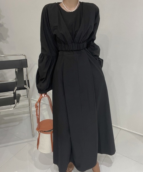 Jewelobe（ジュエローブ）の「クロップドボリュームトップス×ノースリワンピセットアップ（ワンピース・レディース・ピンク/アイボリー/ブラック/ライトグレー・FREE）」の16枚目の写真