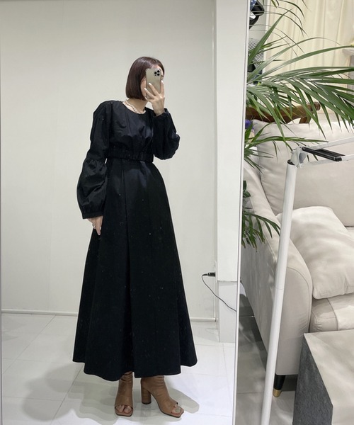 Jewelobe（ジュエローブ）の「クロップドボリュームトップス×ノースリワンピセットアップ（ワンピース・レディース・ピンク/アイボリー/ブラック/ライトグレー・FREE）」の17枚目の写真