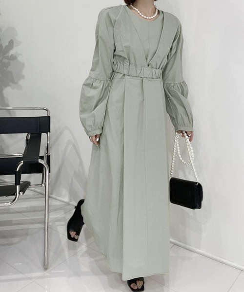 Jewelobe（ジュエローブ）の「クロップドボリュームトップス×ノースリワンピセットアップ（ワンピース・レディース・ピンク/アイボリー/ブラック/ライトグレー・FREE）」の21枚目の写真