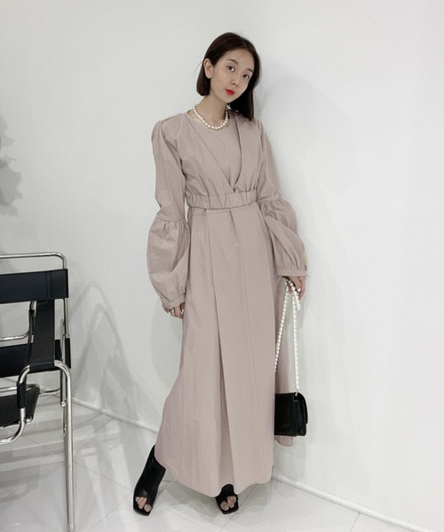 Jewelobe（ジュエローブ）の「クロップドボリュームトップス×ノースリワンピセットアップ（ワンピース・レディース・ピンク/アイボリー/ブラック/ライトグレー・FREE）」の10枚目の写真