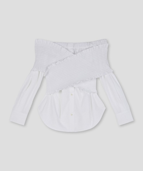 売り出し半額 クロスシャーリング オフショルダーブラウス シャツ ブラウス Msgm エムエスジーエム のファッション 開店記念セール Fcec Sa