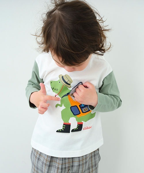 kladskap(クレードスコープ)の「アウトドアザウルス長袖Tシャツ(Tシャツ/カットソー・キッズ・オフホワイト/ネイビー・120cm/80cm/110cm/100cm/130cm/90cm)」の13枚目の写真