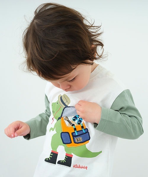 kladskap(クレードスコープ)の「アウトドアザウルス長袖Tシャツ(Tシャツ/カットソー・キッズ・オフホワイト/ネイビー・120cm/80cm/110cm/100cm/130cm/90cm)」の14枚目の写真