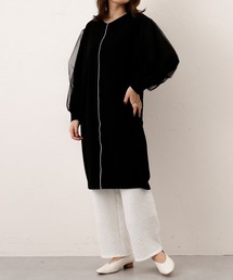 Thevon | 袖チュールパイピングワンピース(チュニック)