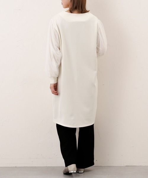 Thevon(ゼボン)の「袖チュールパイピングワンピース(チュニック・レディース・ブラック/アイボリー/グレイッシュベージュ・FREE)」の21枚目の写真
