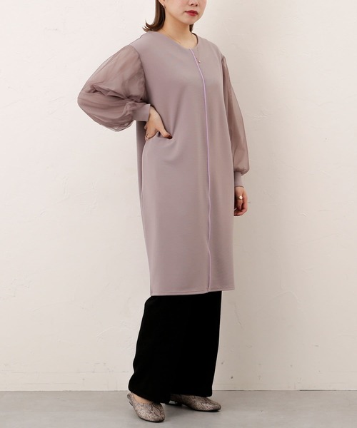 Thevon(ゼボン)の「袖チュールパイピングワンピース(チュニック・レディース・ブラック/アイボリー/グレイッシュベージュ・FREE)」の11枚目の写真