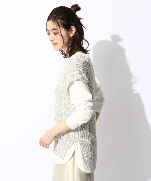 THE SHOP TK (ザ ショップ ティーケー )の「◆配色テープヤーンVベスト(ベスト・レディース・ホワイト系その他4/ベージュ系その他6・12/13)」の7枚目の写真