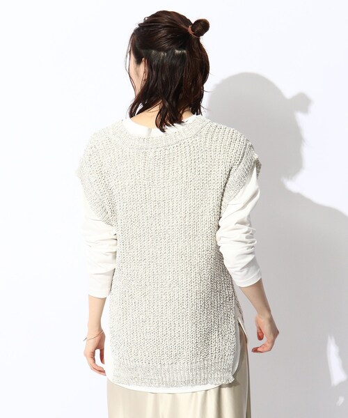THE SHOP TK (ザ ショップ ティーケー )の「◆配色テープヤーンVベスト(ベスト・レディース・ホワイト系その他4/ベージュ系その他6・12/13)」の8枚目の写真
