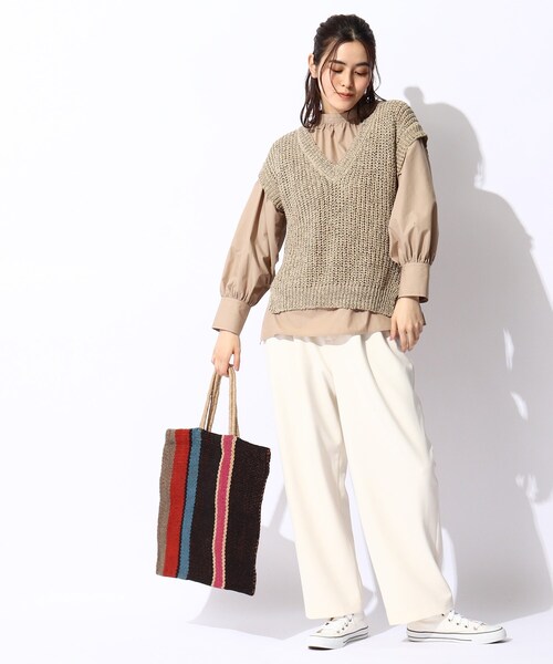 THE SHOP TK (ザ ショップ ティーケー )の「◆配色テープヤーンVベスト(ベスト・レディース・ホワイト系その他4/ベージュ系その他6・12/13)」の15枚目の写真